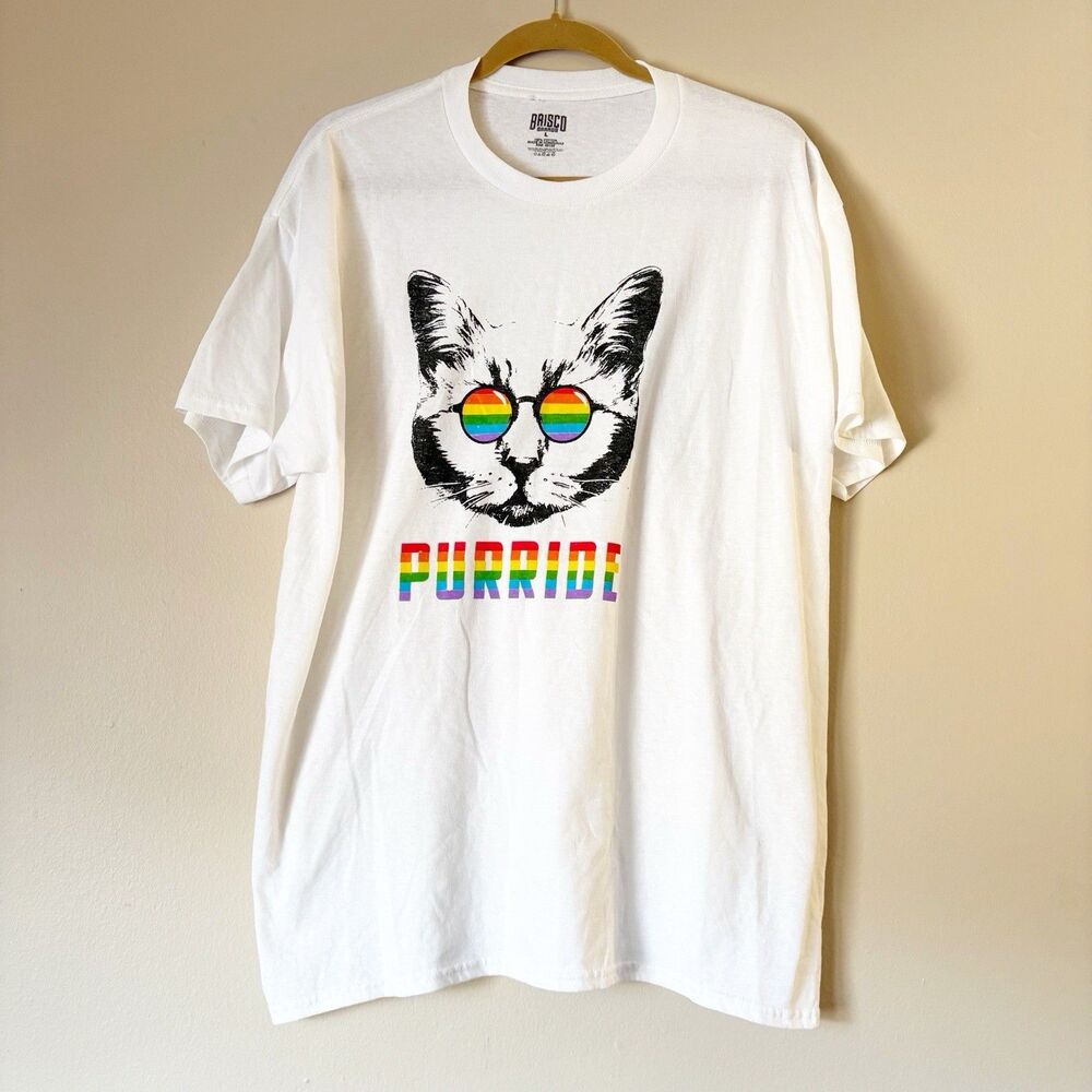 Purride Cool Cat w/ Sunglasses by Briscoe Pride Rainbow Men's Large NEW TAG